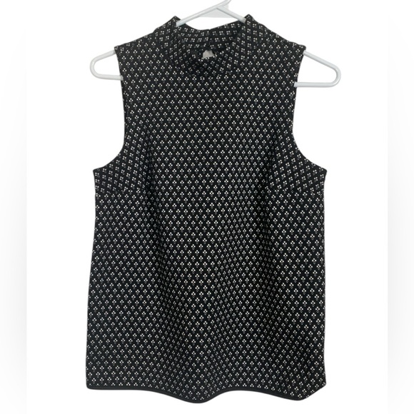 Banana Republic NWOT Knit Black w White Office Top, Stretch - Picture 1 of 11